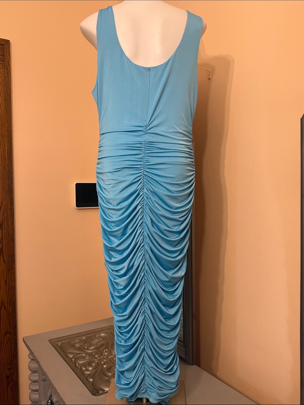 AKIRA XL Light Blue Ruched Maxi Dress - Picture 7 of 9